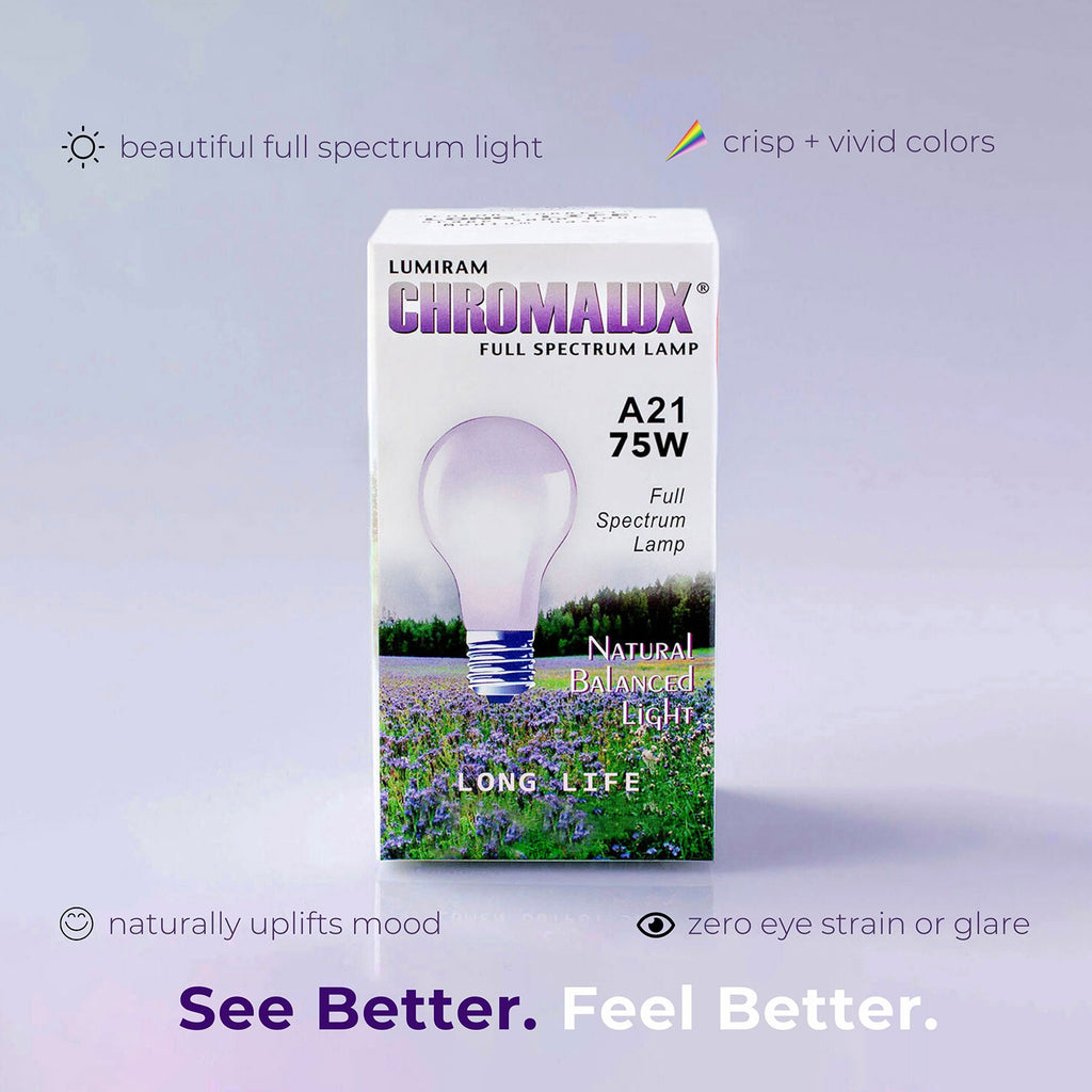 benefits of chromalux full spectrum incandescent 75W bulb